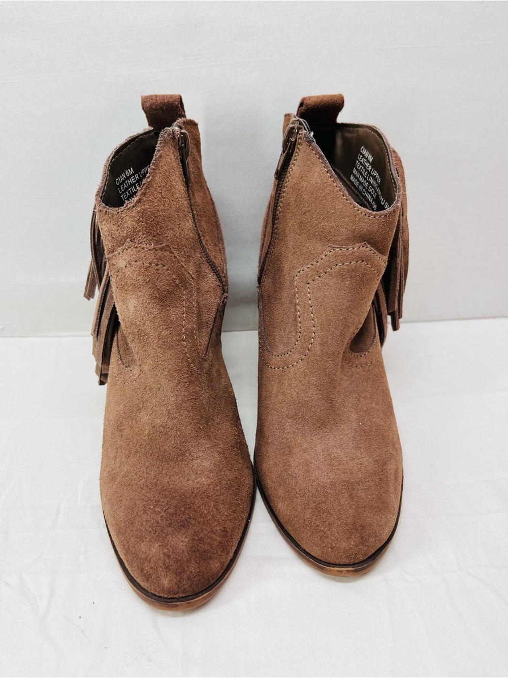 Steve Madden Ponncho Taupe Suede Fringe Ankle Boots